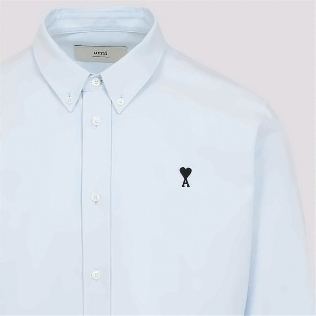 Ami Paris Long-Sleeve Button-Up Shirt With Embroidered Detail