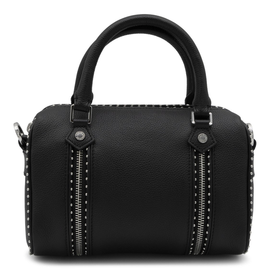 Zadig & Voltaire Textured Black Handbag With Silver-Tone Accents
