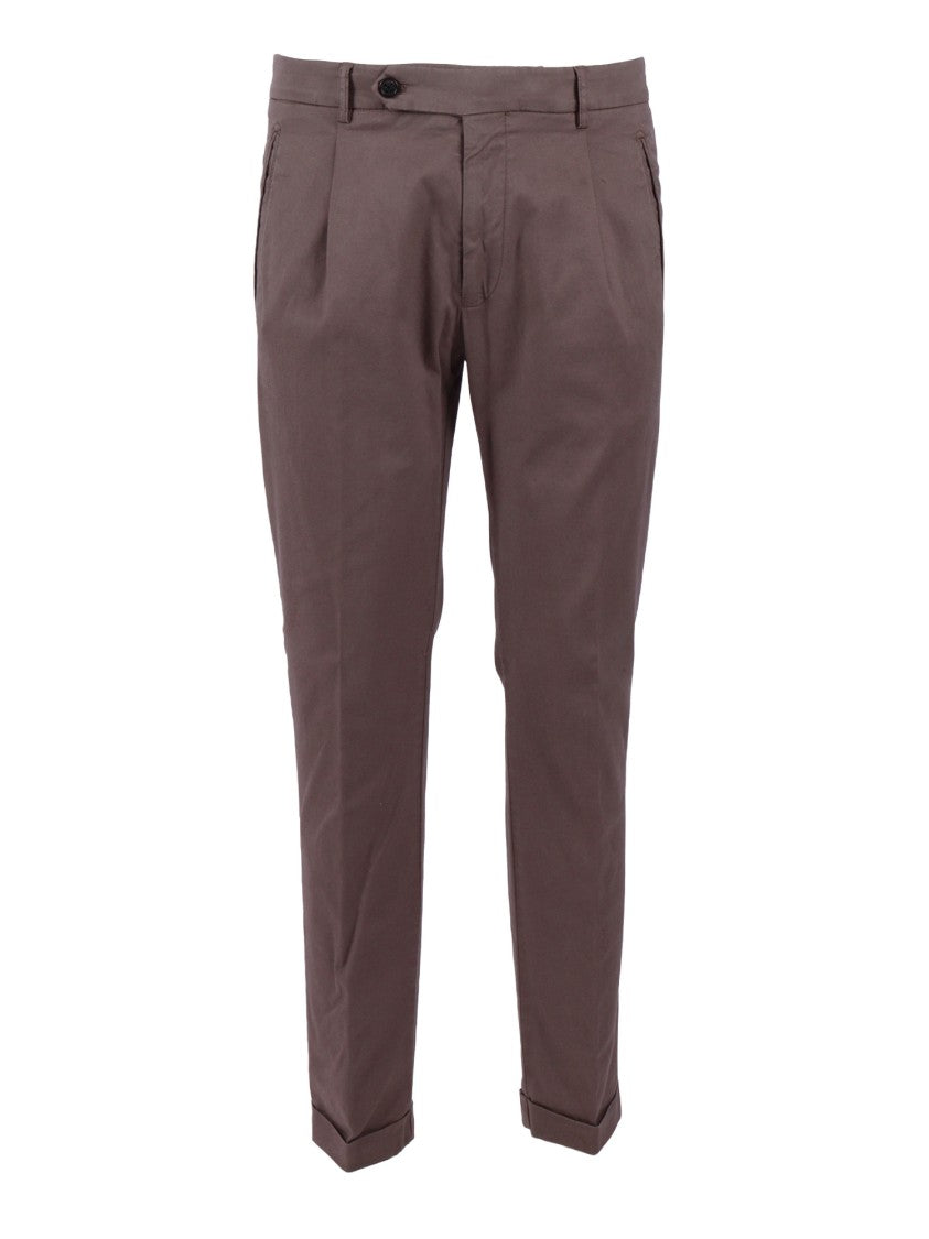 Berwich Brown Tailored Tapered Subtle Straight-Leg Pants
