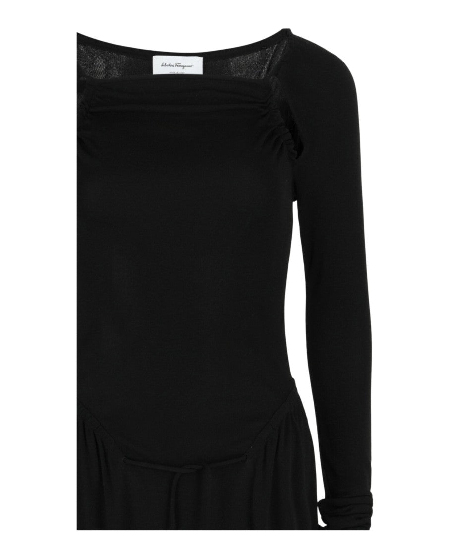 Ferragamo Cut-Out Detailed Midi Dress With Ruffle Trim