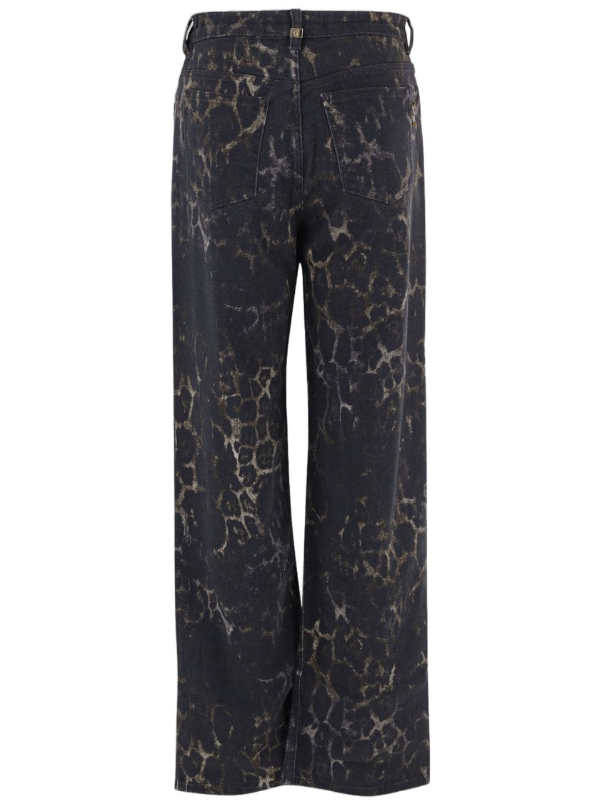 Just Cavalli Multicolor Animal Print Stretch Cotton Straight-Leg Pants