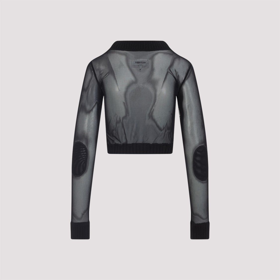 Mm6 By Maison Margiela Cropped Sheer Black Top With Deep V-Neckline
