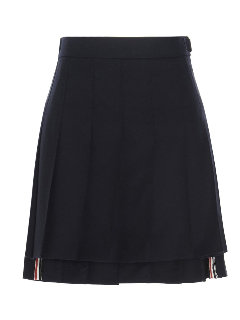 Thom Browne Short Pleated Skirt With Structured Waistband