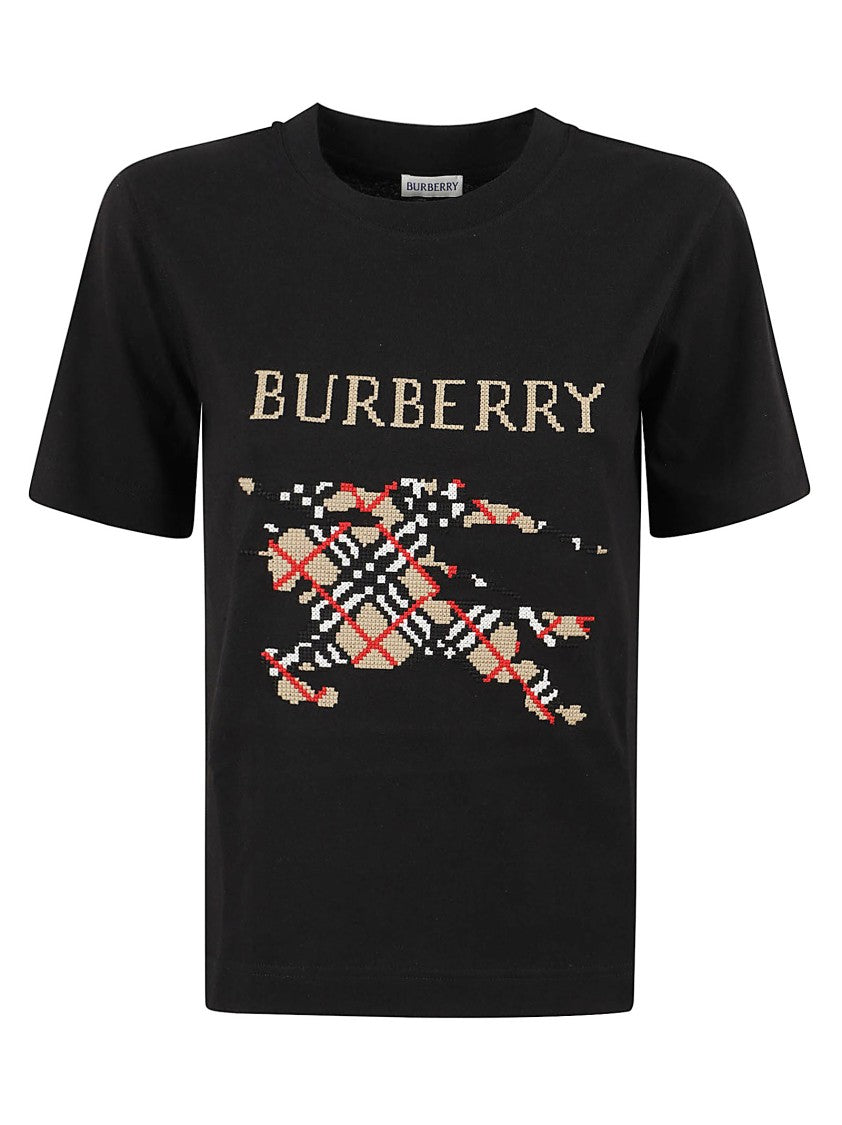 Burberry Black T-Shirt With Check Motif