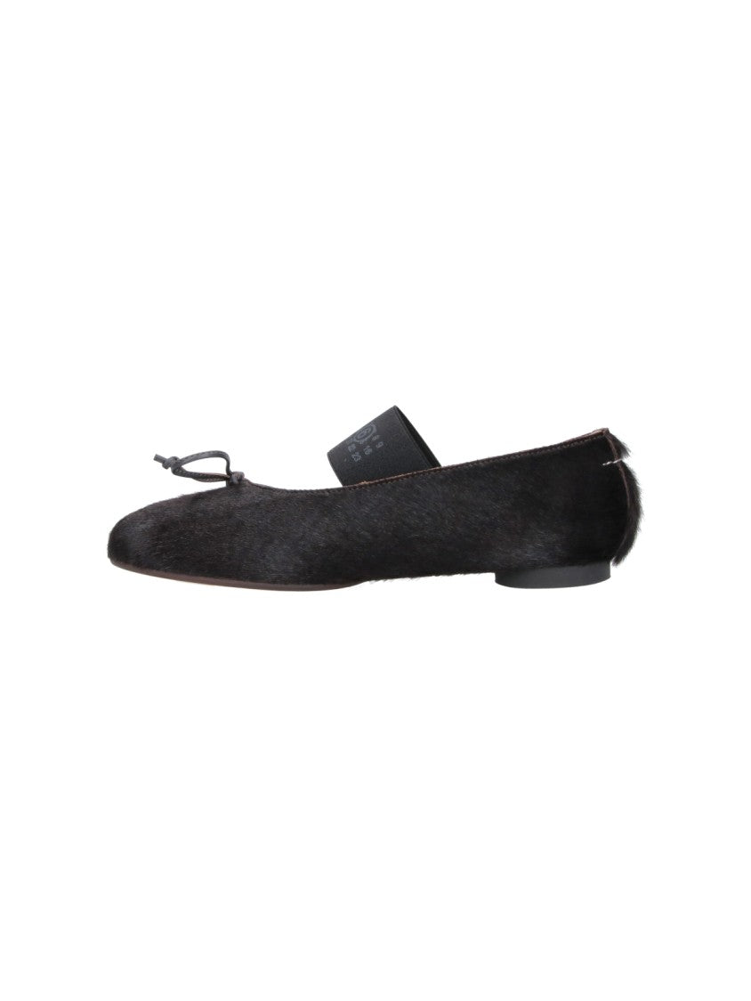 Mm6 By Maison Margiela Anatomic Squared-Toe Pony Hair Slip-On Ballerina Flats