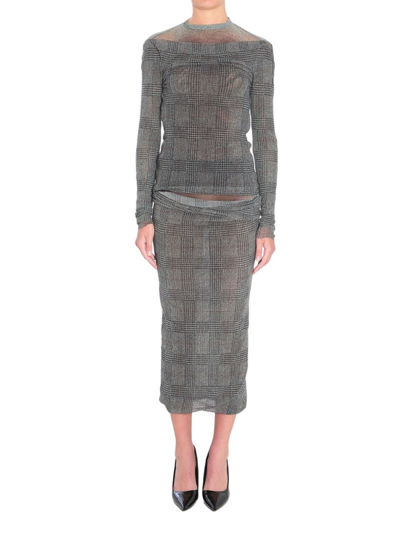 Jean Paul Gaultier Grey Prince Of Wales Mesh Top