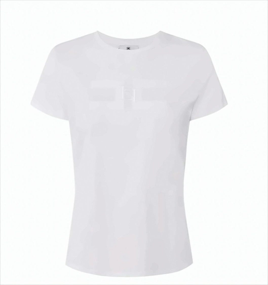 Elisabetta Franchi Cotton Jersey T-Shirt With Double Logo Embroidery