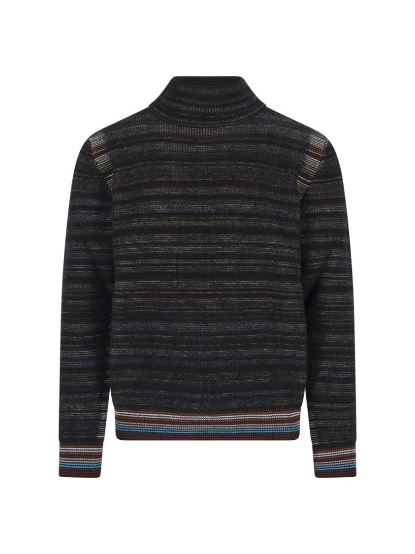 Paul Smith Multicolored Striped Knit Sweater With High Neckline