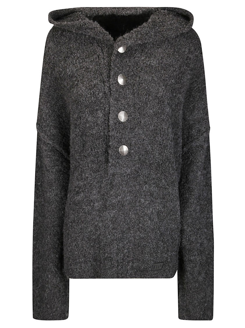 Knwls Textured Boucle Yarn Oversized Hooded Jumper