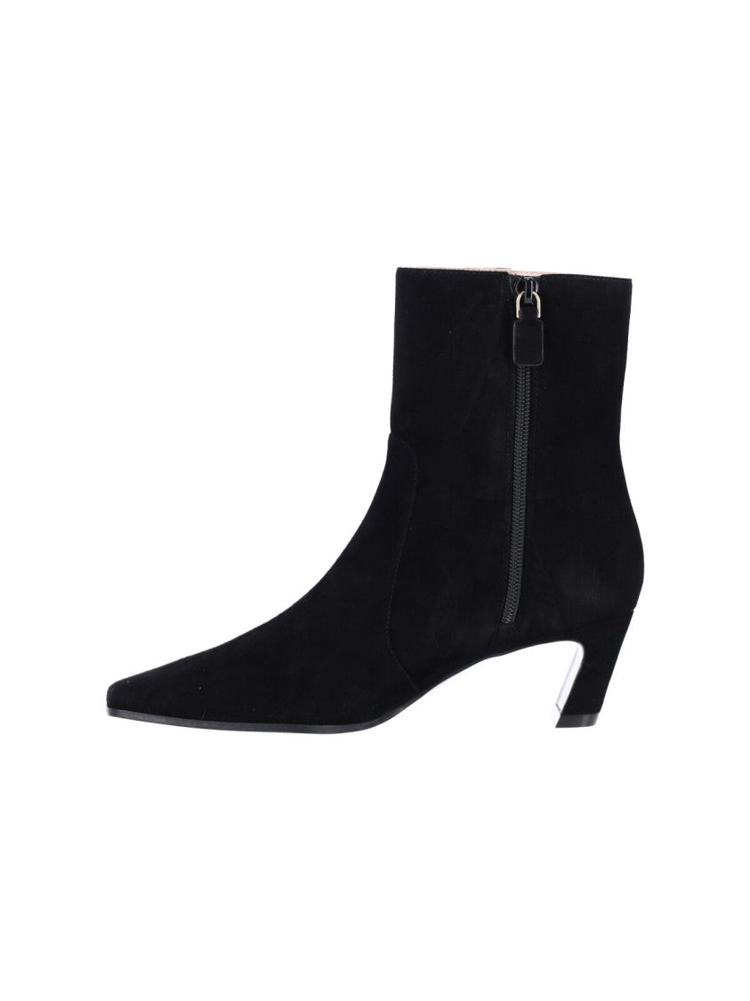 Stuart Weitzman Black Stassi Zip 50 Suede Ankle Boots