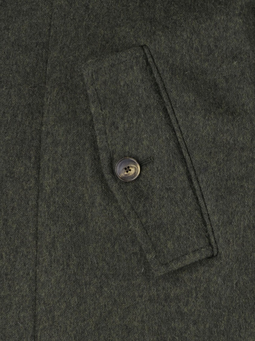 Caruso Foscari Green Hooded Wool Coat