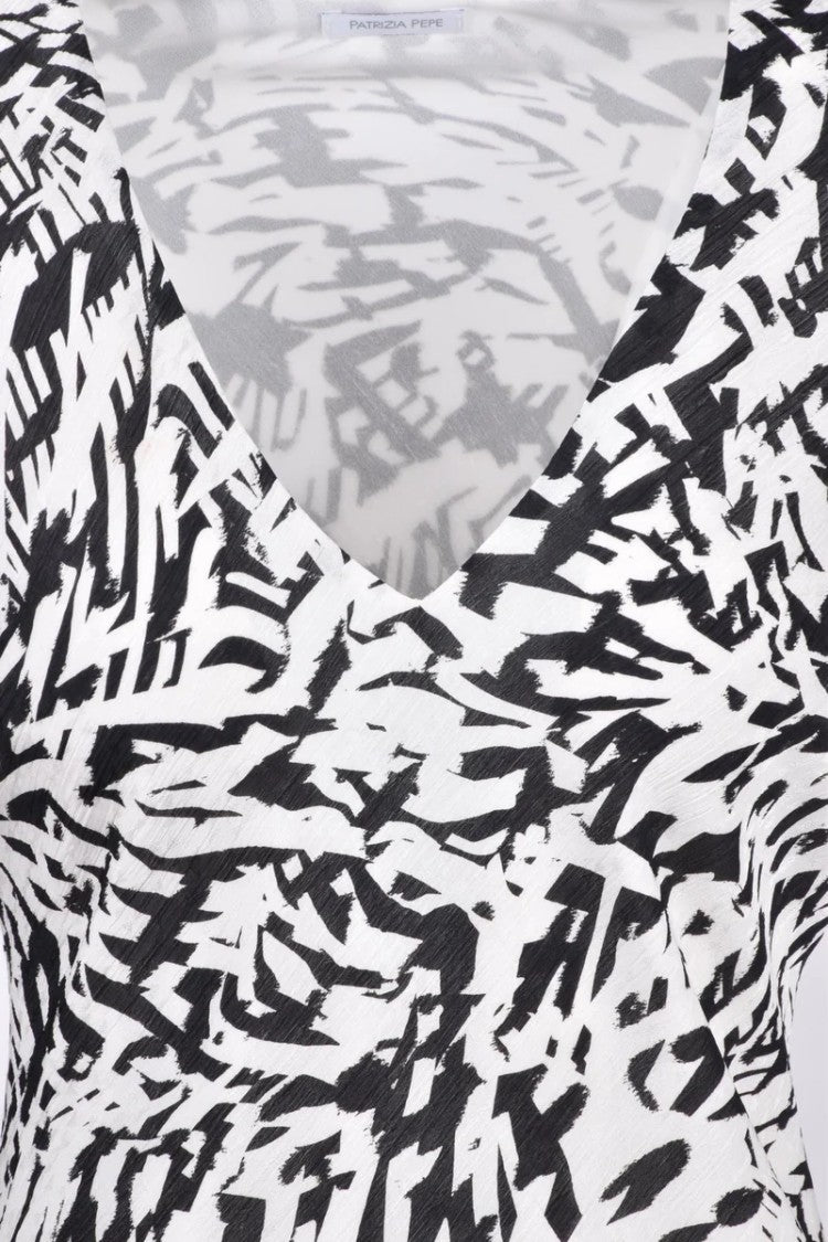 Patrizia Pepe Long Flared Dress - White/Black