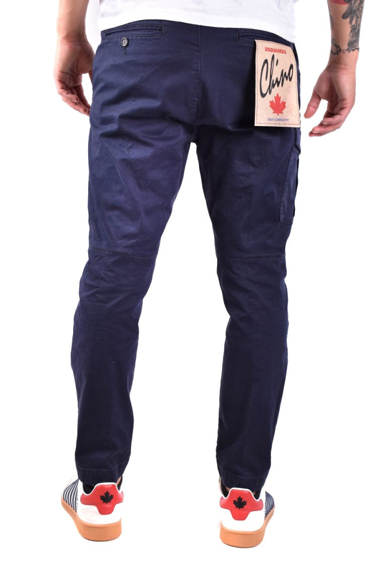 Dsquared2 Tailored Blue Cargo Trousers Fabric Blend