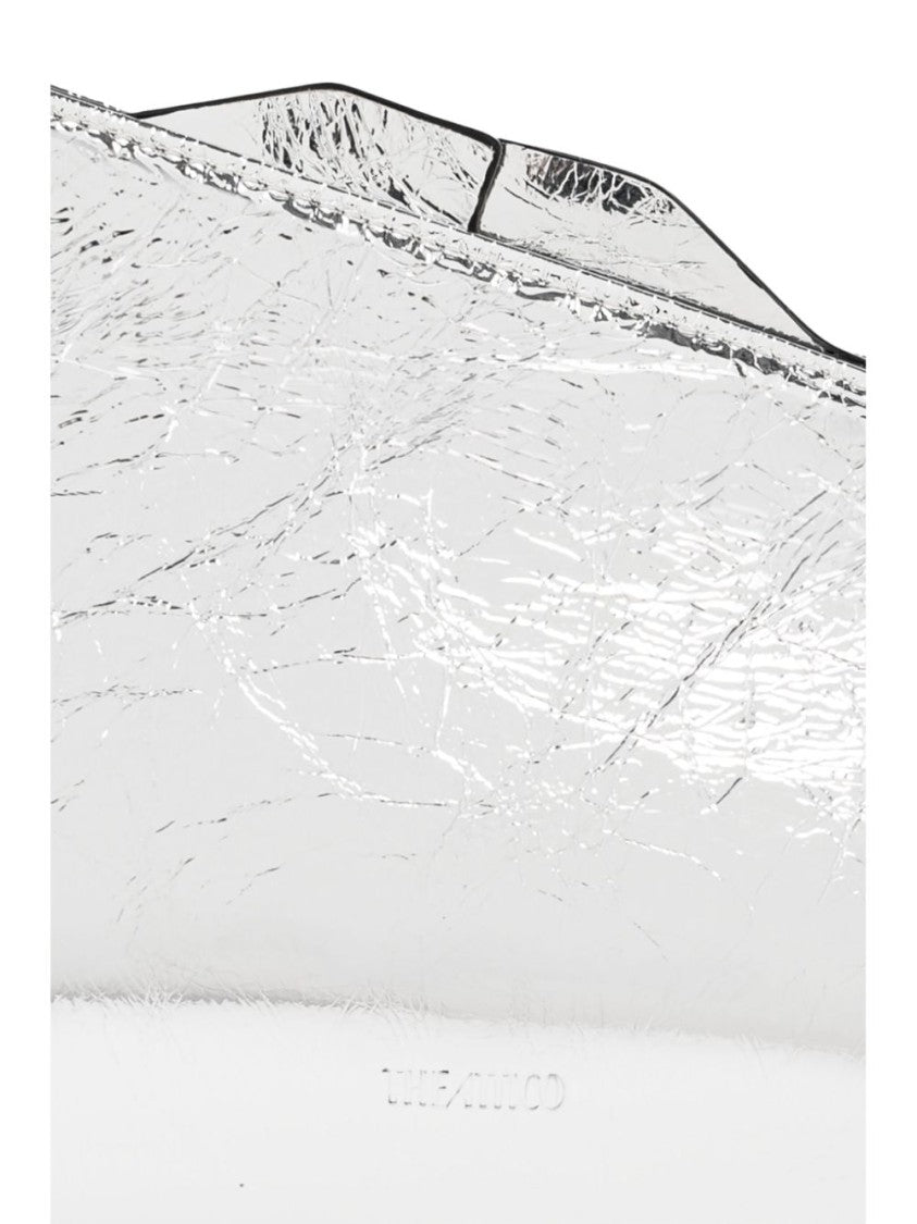 The Attico Metallic Silver Crinkled Leather Clutch