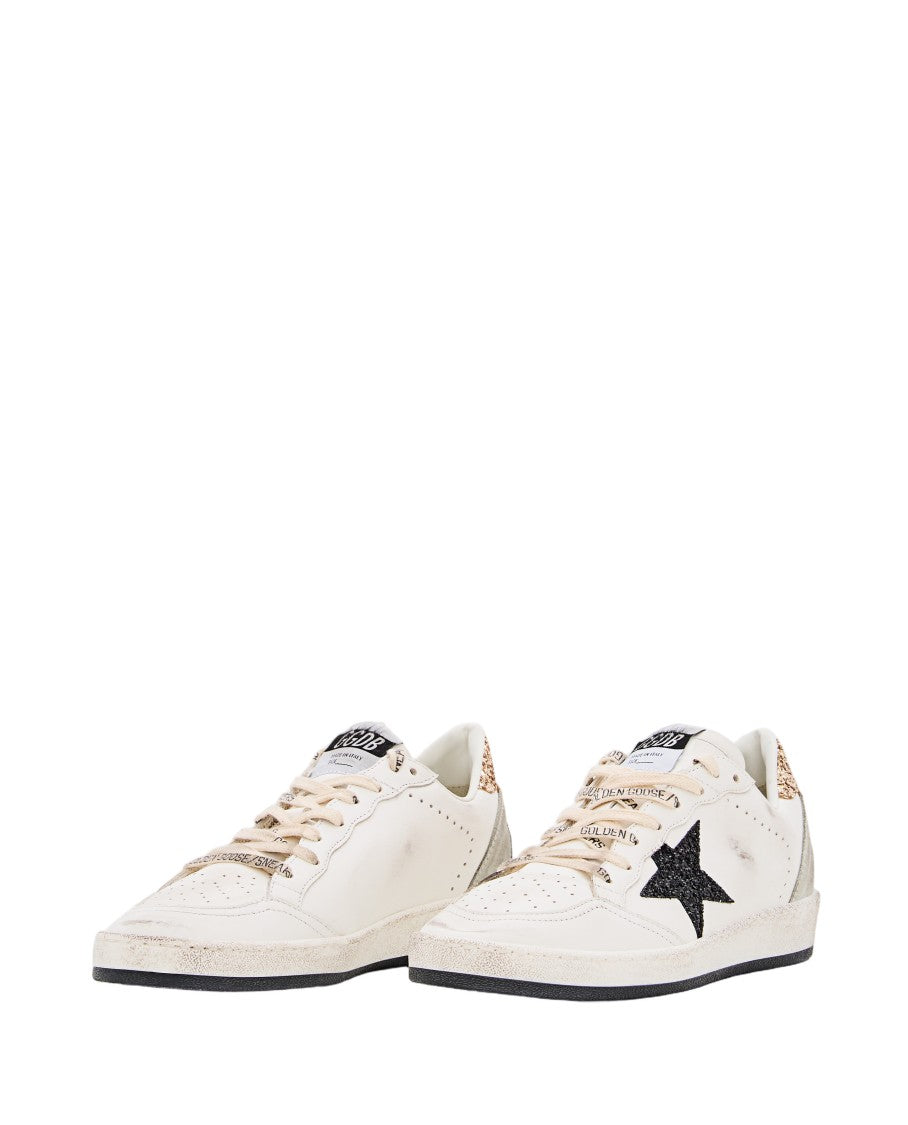 Golden Goose Ballstar White Sneakers With Black Star