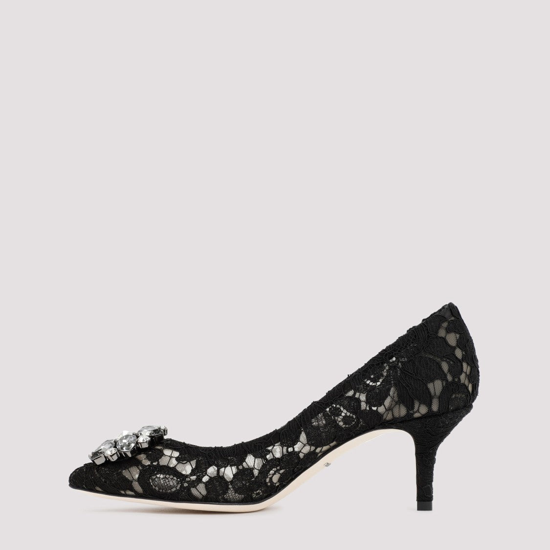 Dolce & Gabbana Black Lace Pumps With Crystal Accents