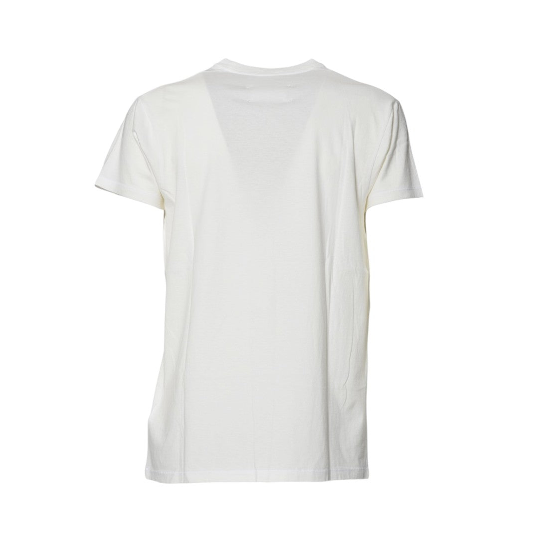 Maison Margiela Cream Cotton T-Shirt With Logo Print