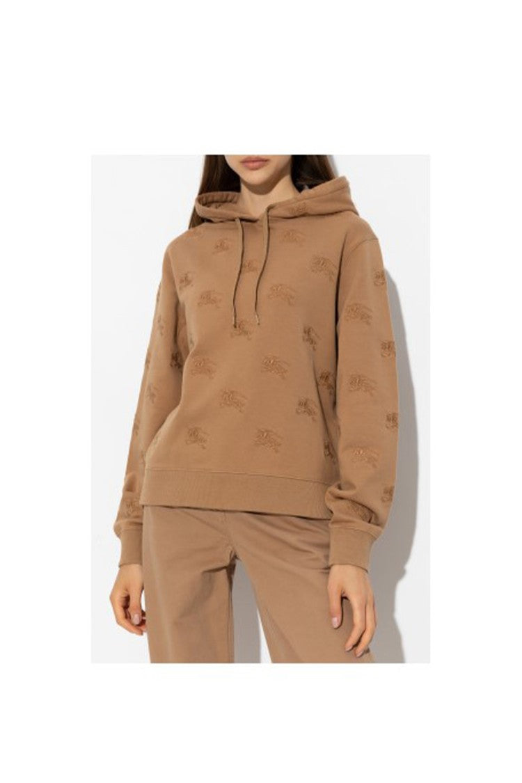 Burberry Camel Tonal Logo Printed Cotton Hoodie