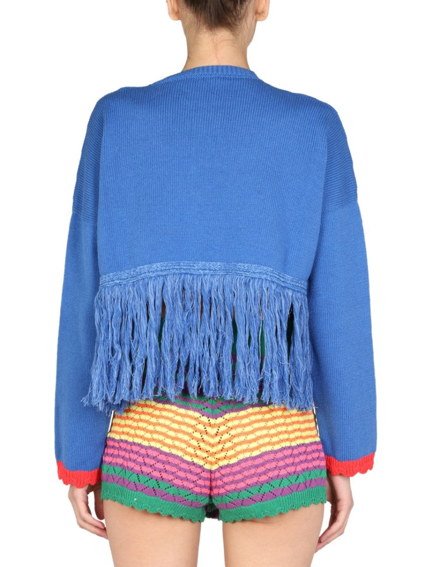 Gallo 1927 Fringe Detail Crew Neck Sweater