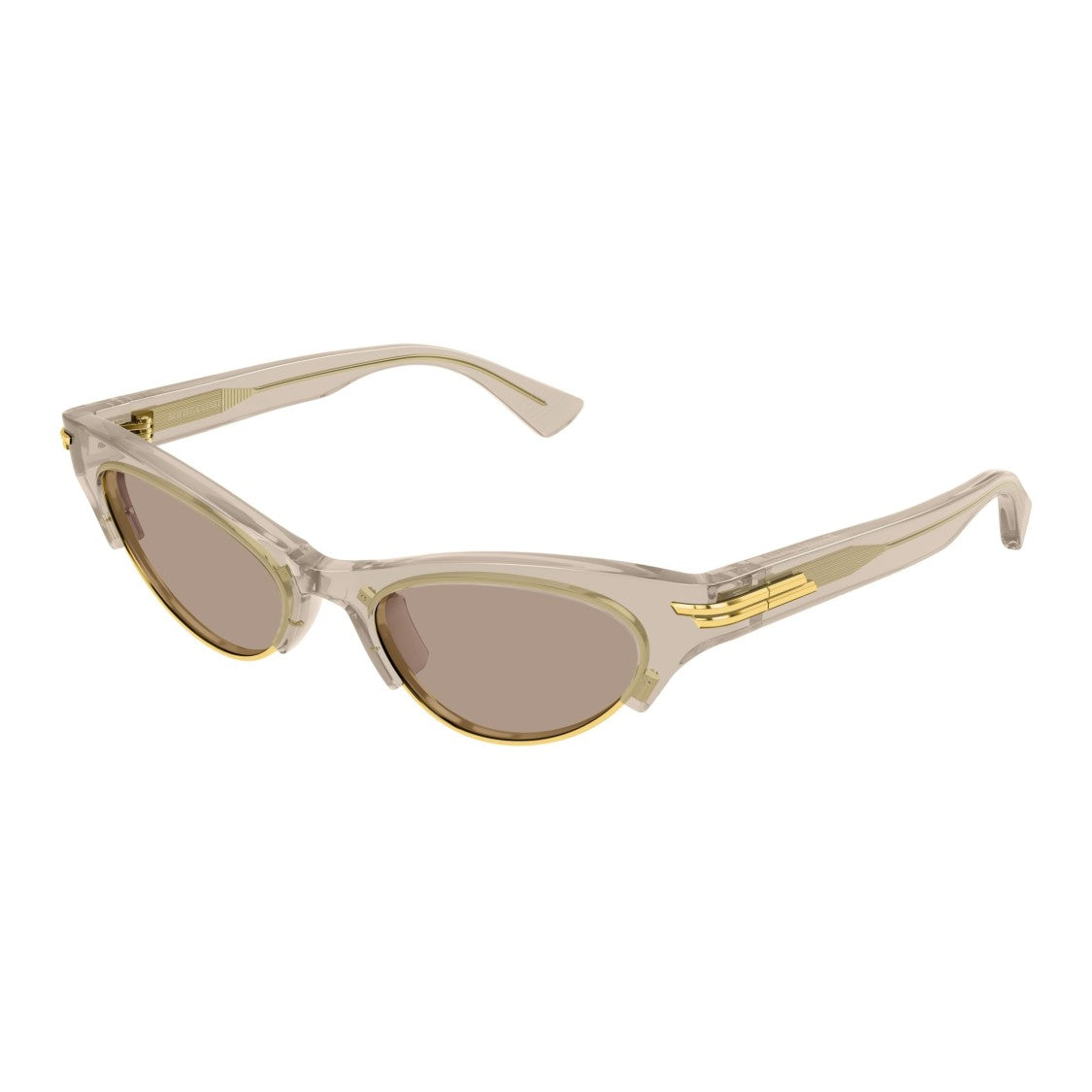 Bottega Veneta Translucent Beige Cat-Eye Sunglasses With Gold-Tone Accents