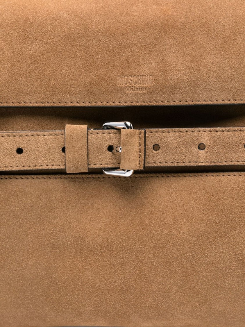 Moschino Rectangular Soft-Structured Suede-Like Moschino Bag