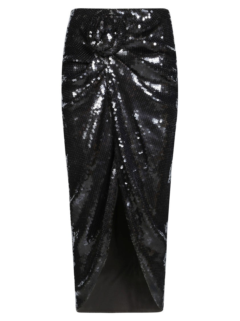 Rotate Sequins Knot Draped Knee-Length Skirt