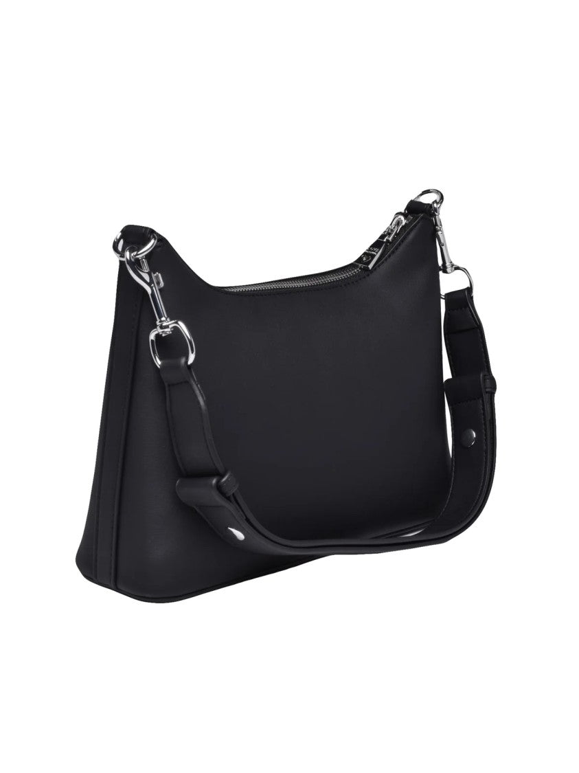 Love Moschino Black Polyurethane Zip Shoulder Bag
