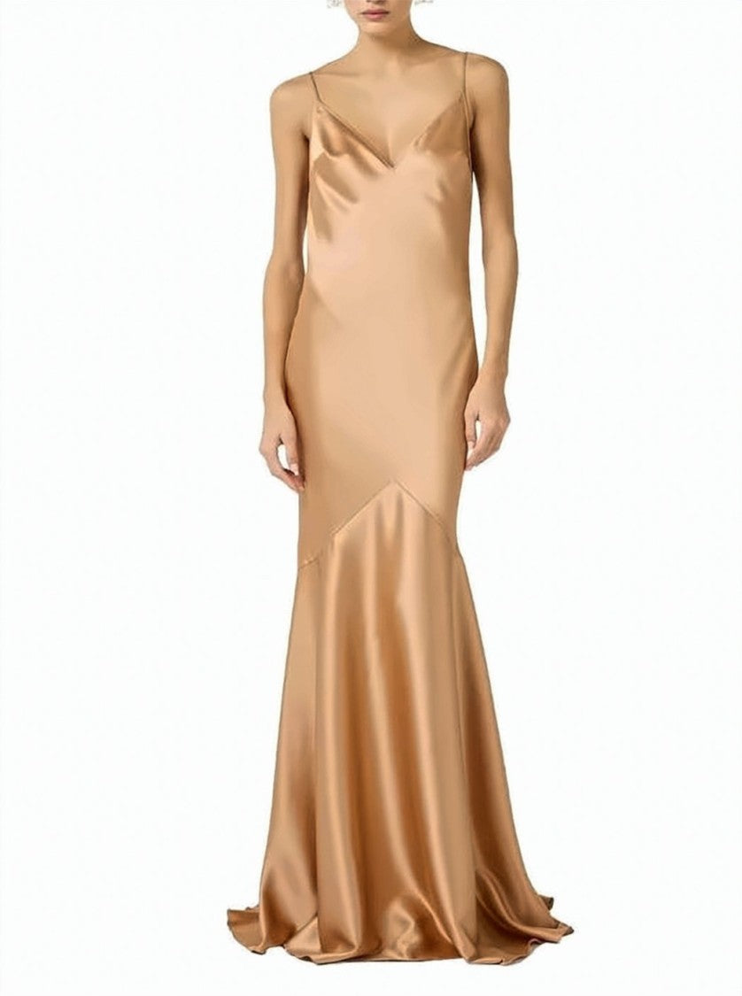 Elisabetta Franchi Red Carpet Satin Thin Straps Dress