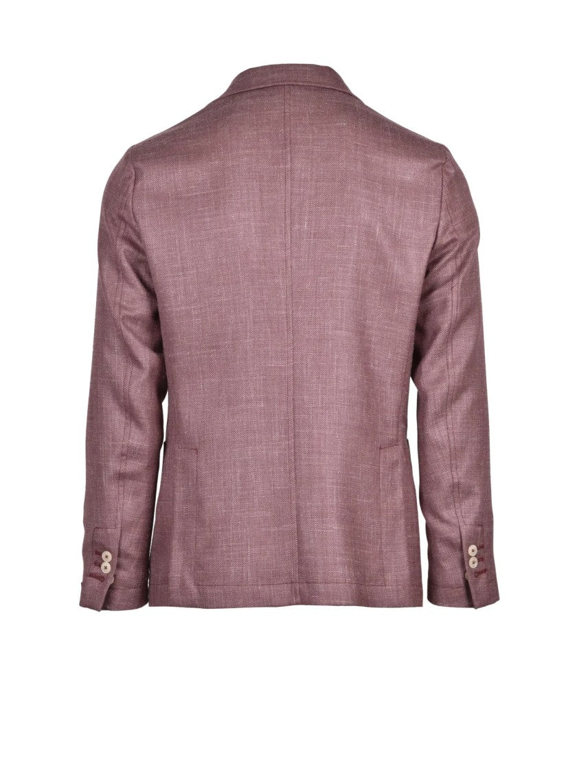 Paoloni Red Unlined Rounded Virgin Wool-Blend Jacket
