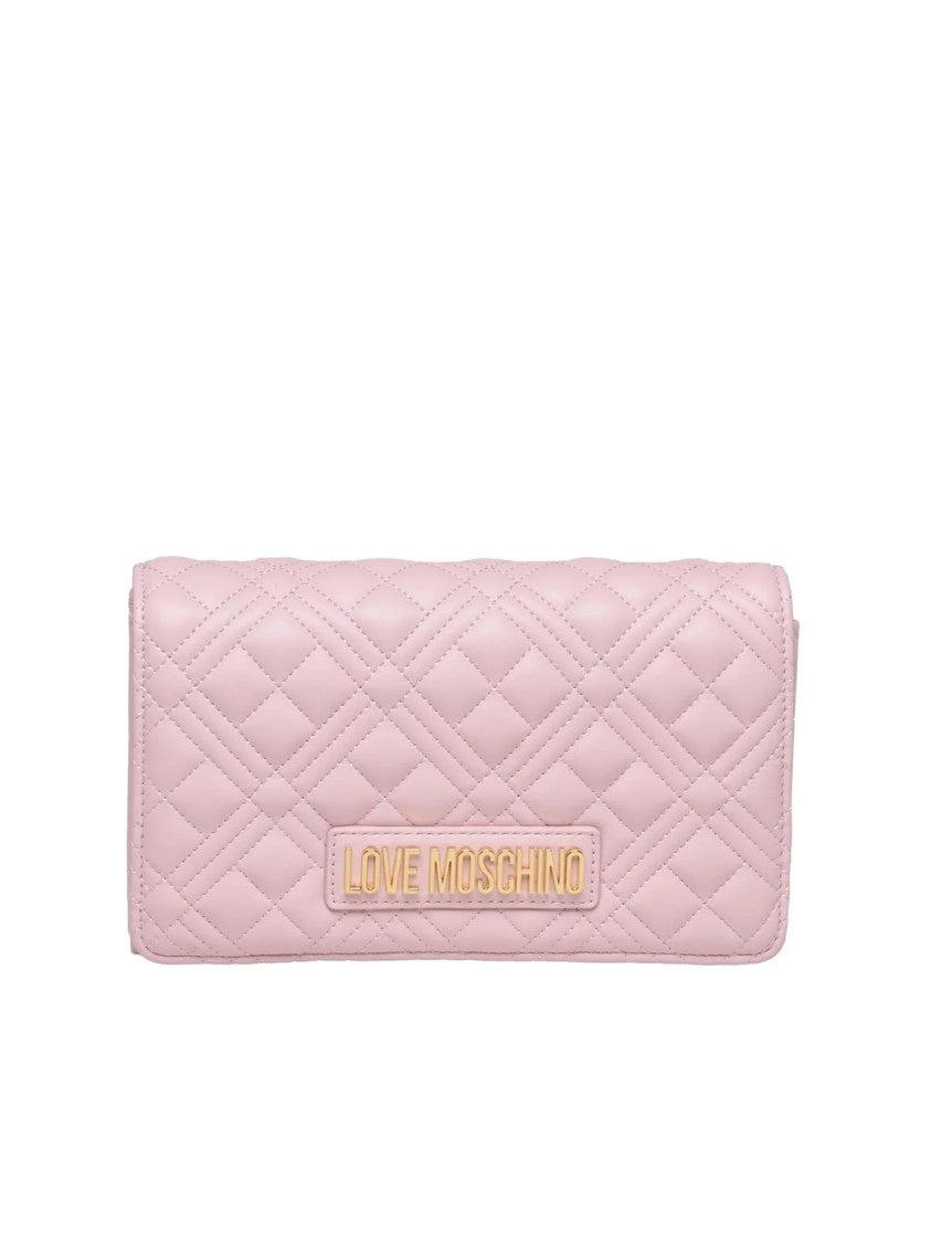 Love Moschino Quilted Pink Love Moschino Crossbody Bag With Card Holder