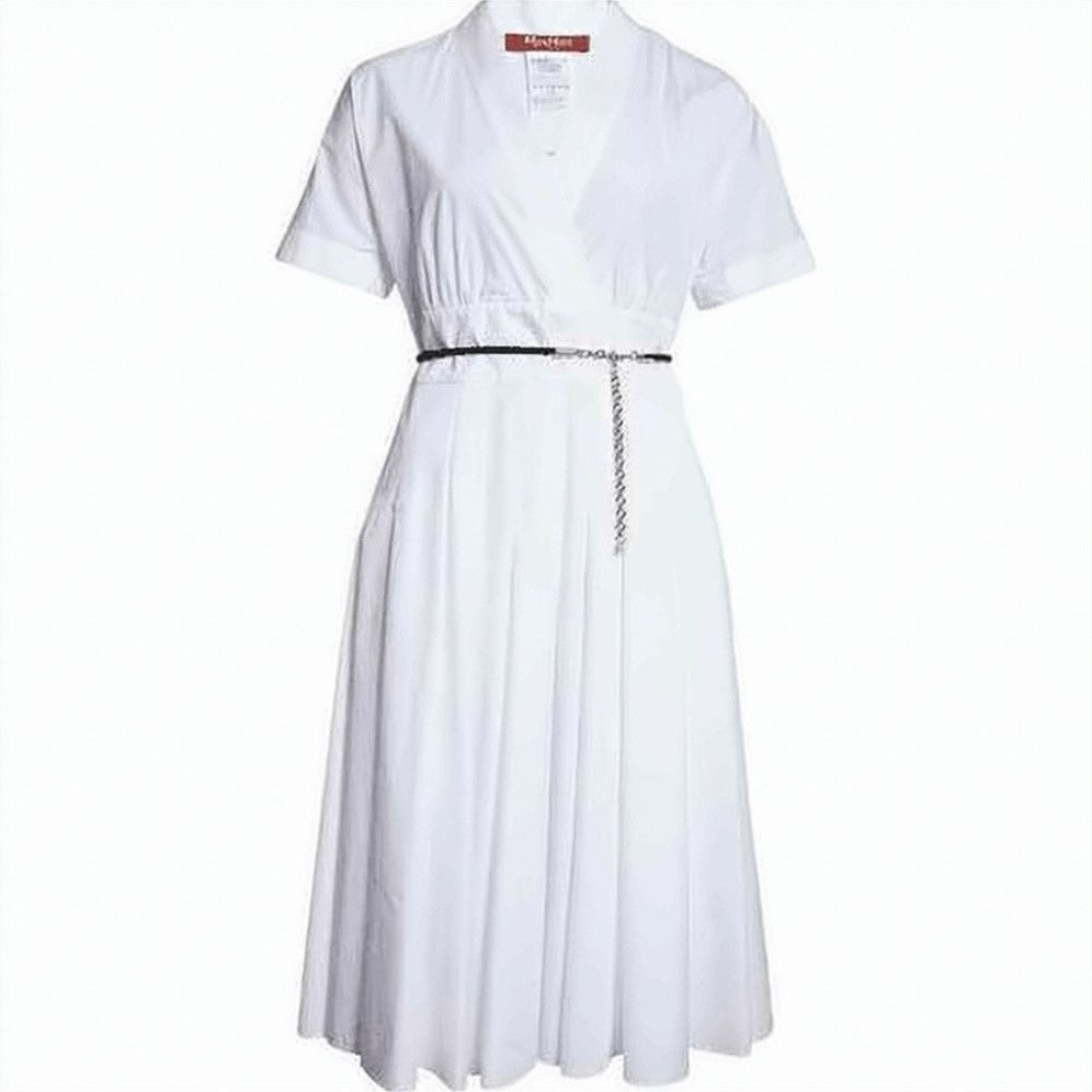 Max Mara V-Neck Midi Dress With Flared Skirt