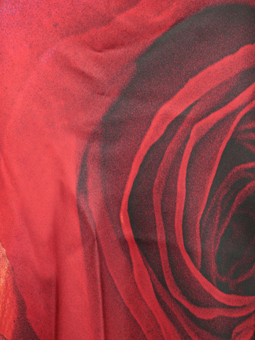 Roberto Cavalli Rose-Printed Silk Halter Dress With Flowy Skirt