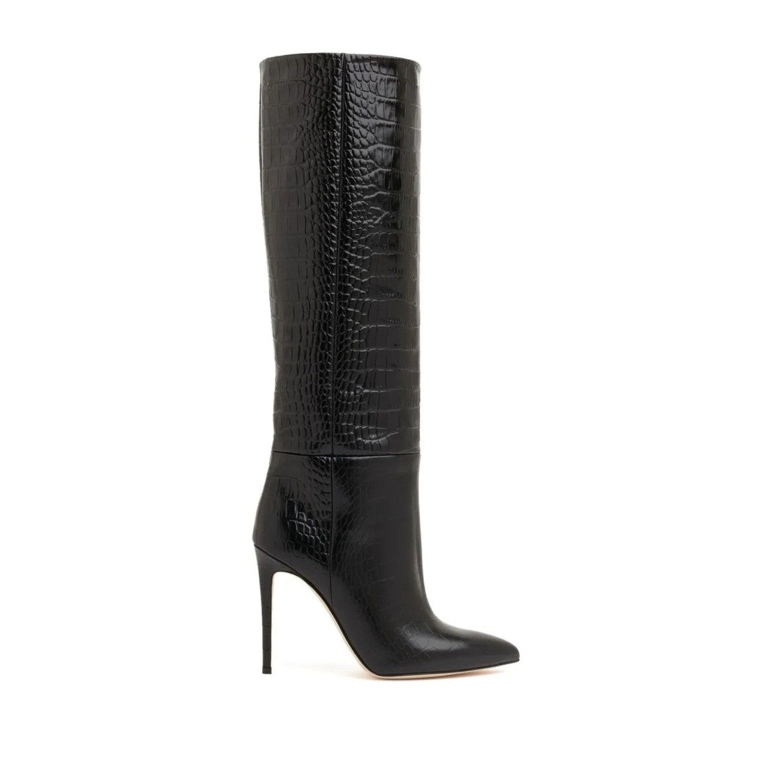 Paris Texas Black Calf Leather Stiletto Mid-Calf Boots