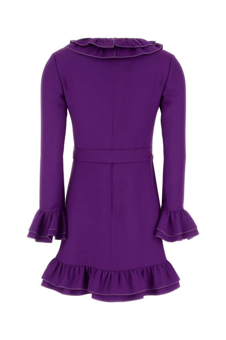 Valentino Garavani Purple Wool Blend Mini Dress
