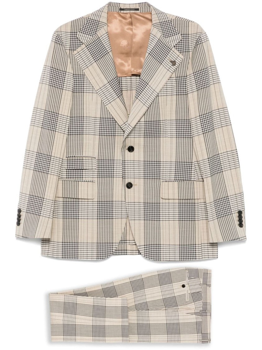 Gabriele Pasini Checkered Suit In Sand Beige
