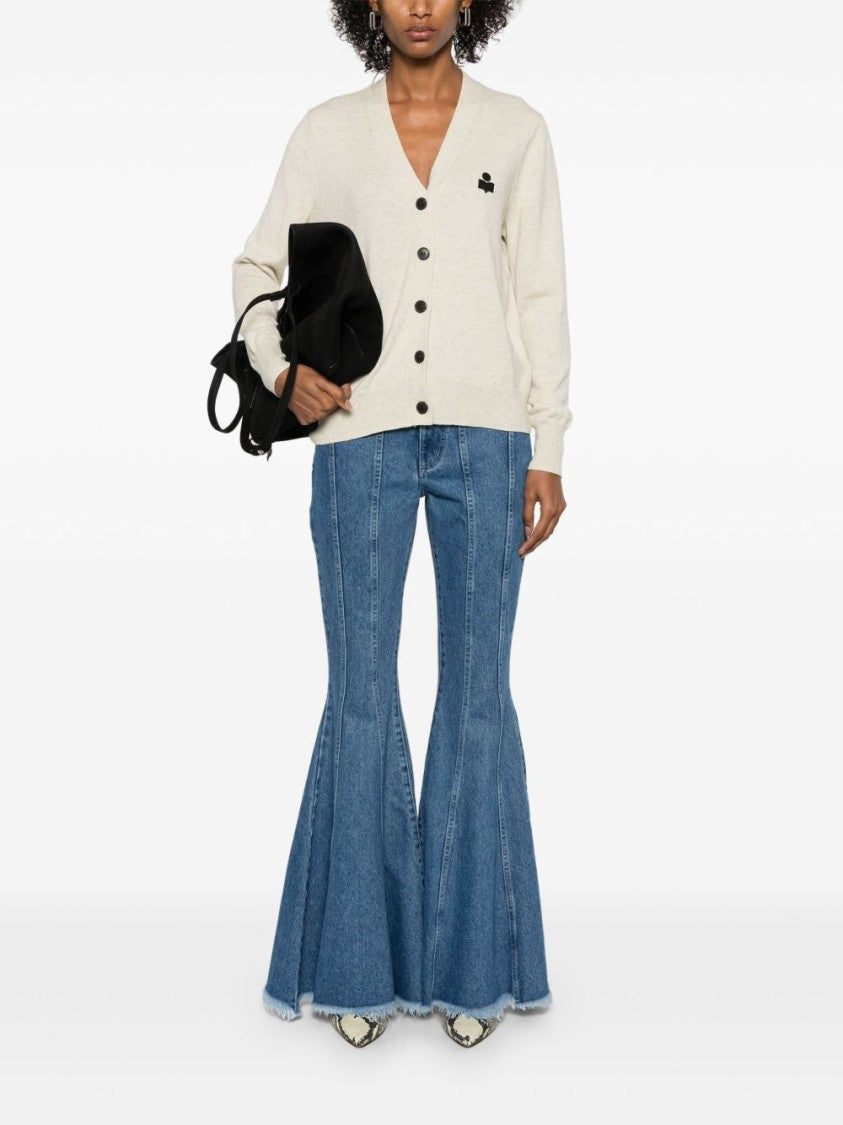Isabel Marant Étoile Light Beige Knit Sweater With V-Neckline And Button-Down Front