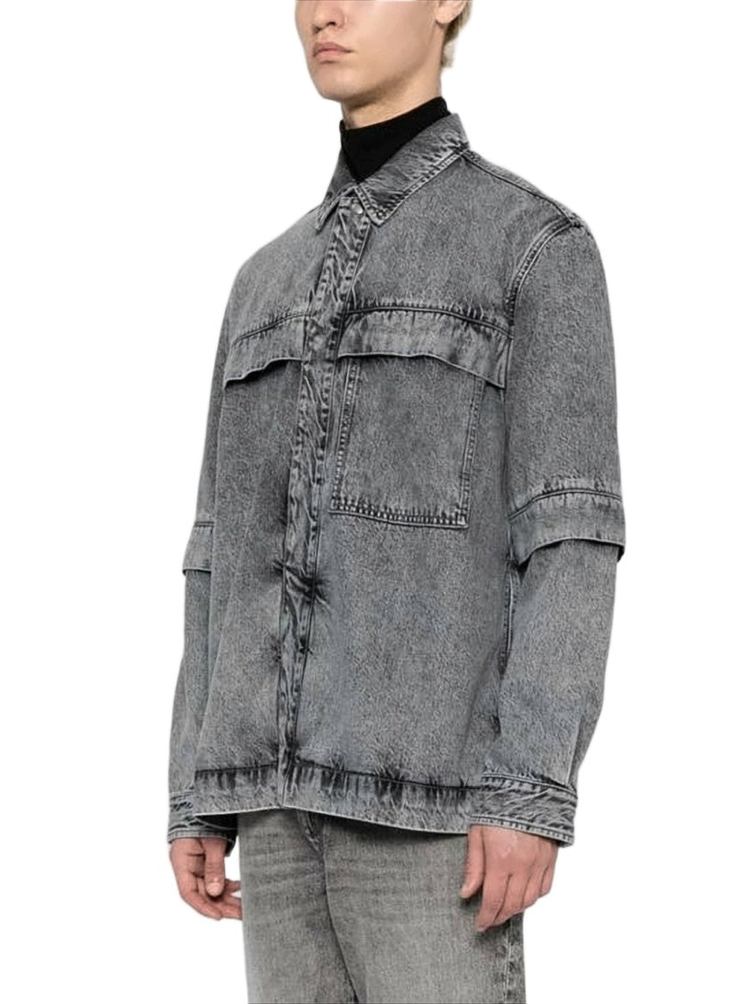 Oamc Washed Black Denim Look Long-Sleeve Shirt