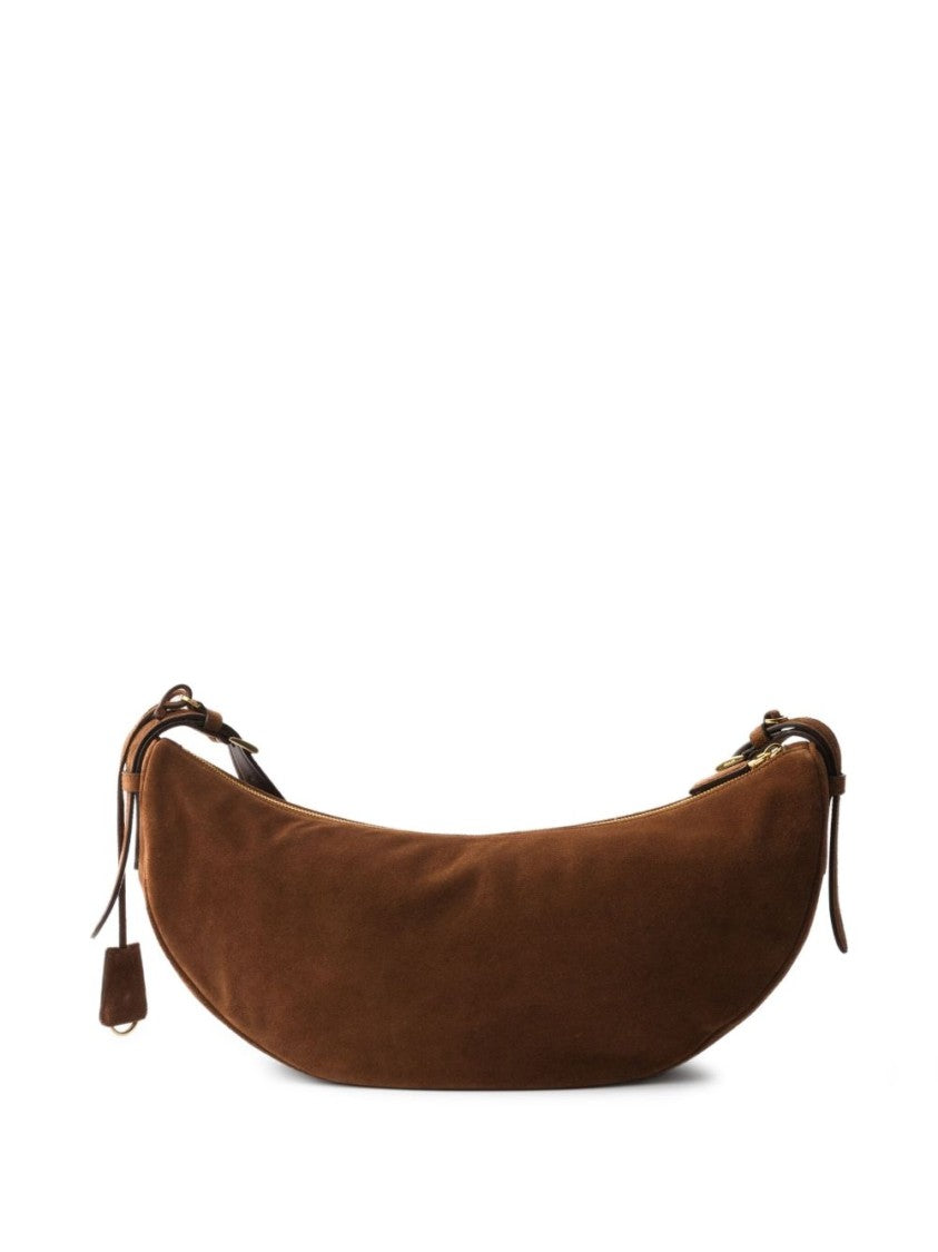 Prada Demi-Lune Large Suede Shoulder Bag