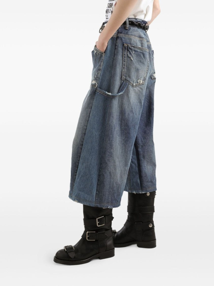 Dolce & Gabbana Faded Denim Bermuda Shorts With Distressed Details