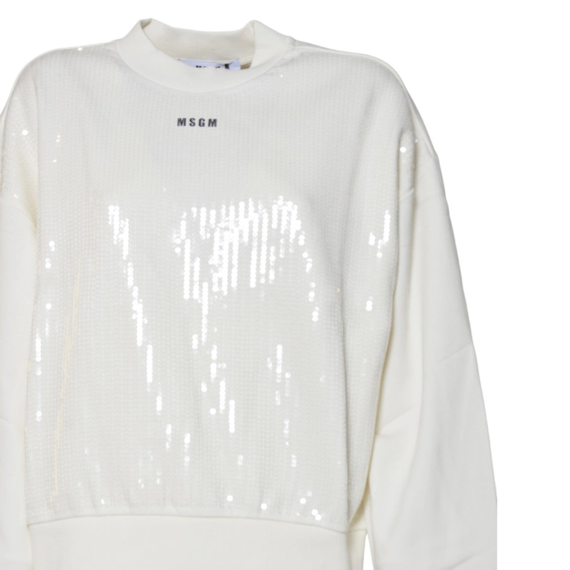 Msgm Relaxed Fit Sequin-Overlay Sweater With Logo Detail