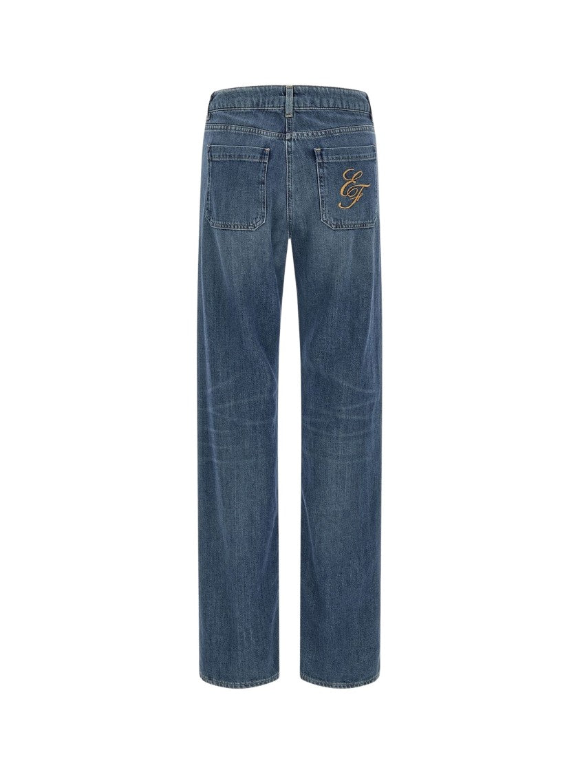 Elisabetta Franchi Mid-Rise Monogram Straight-Leg Jeans