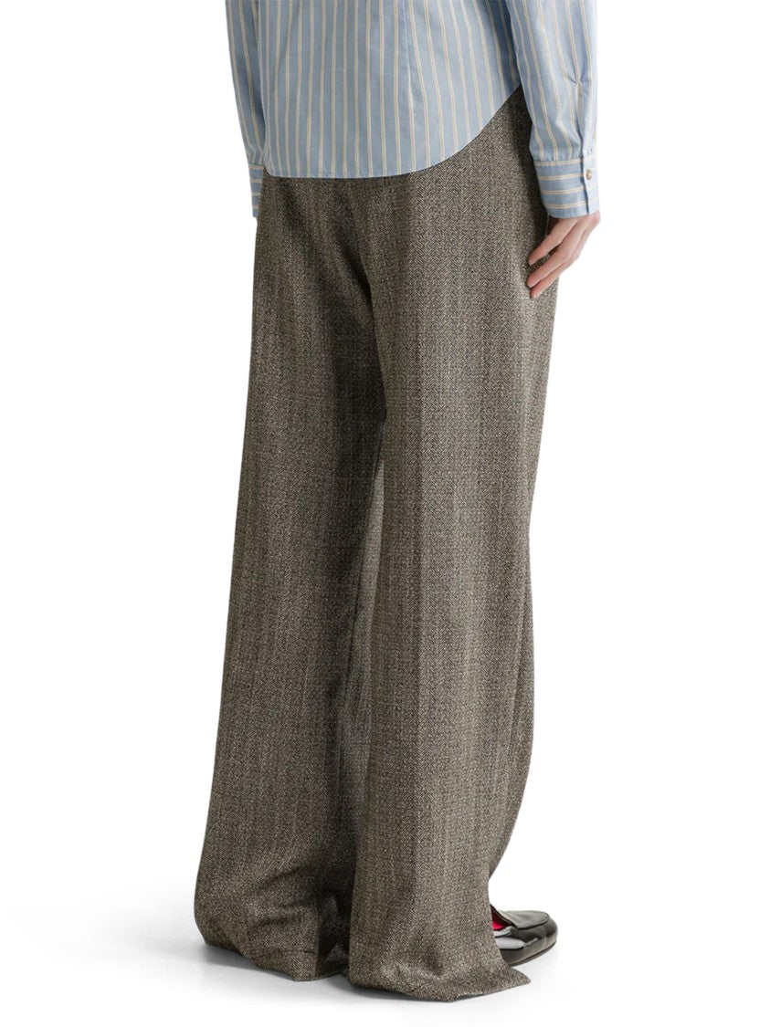Forte Forte Herringbone Side Slit Wide-Leg Trousers