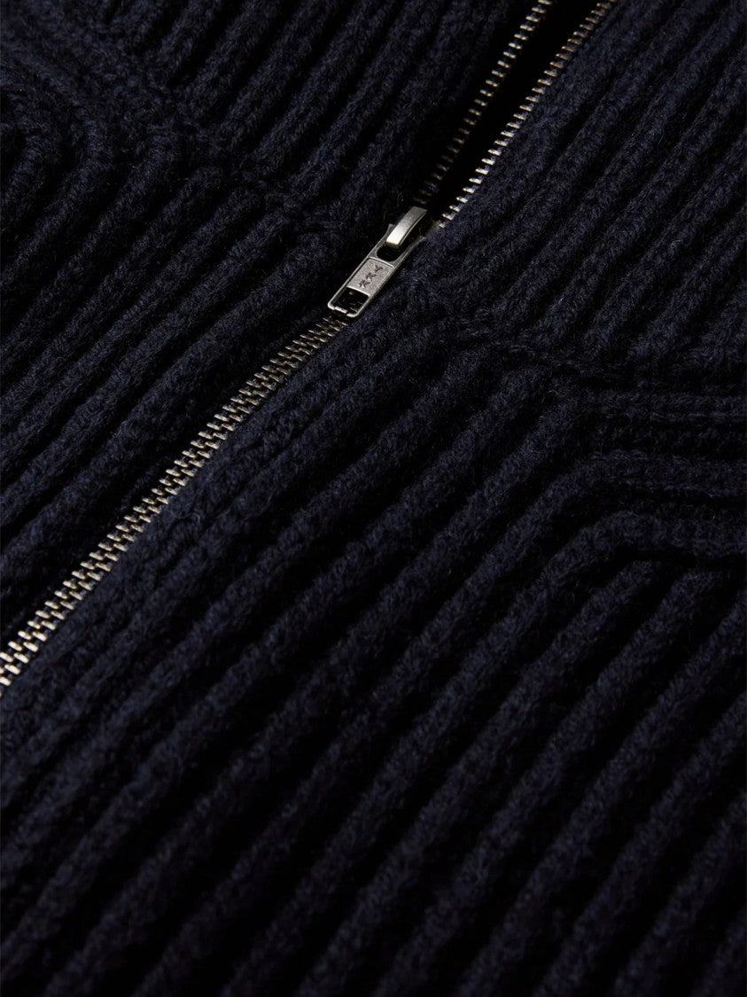 Soeur Jasper Chunky Ribbed Stand Collar Knit Jacket