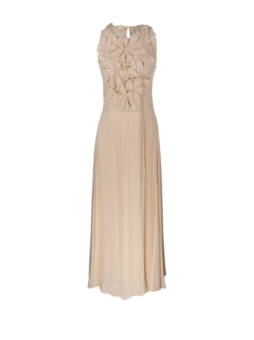 Forte Forte Sleeveless Floral Appliqué Maxi Dress With Flowing Skirt