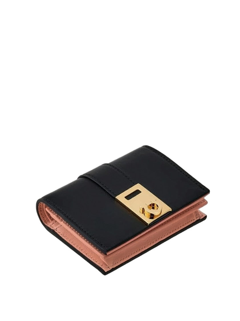 Ferragamo Rectangular Calf Leather Wallet With Gold-Tone Clasp