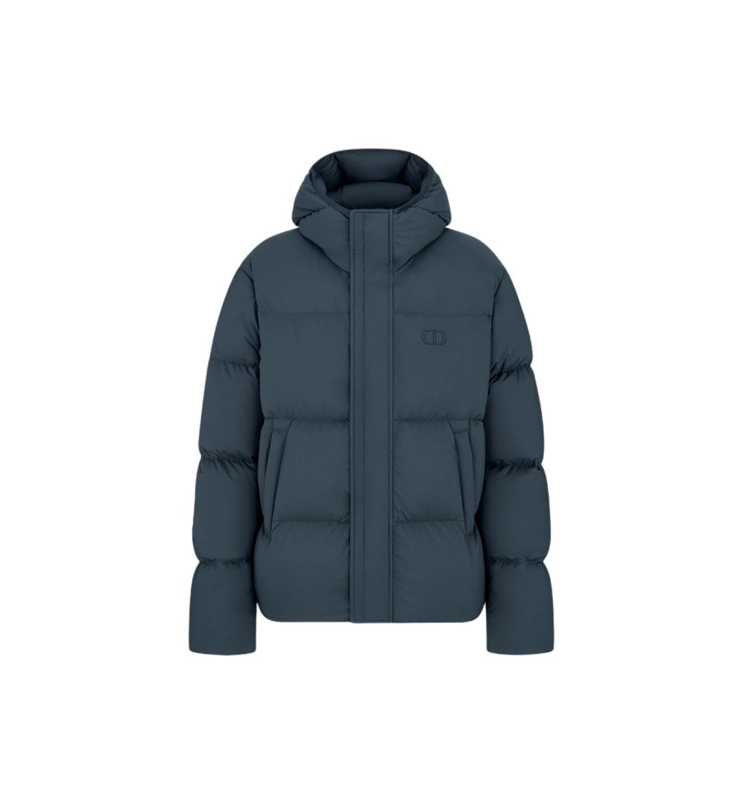 Christian Dior High-Collared Blue Quilted Puffer Jacket