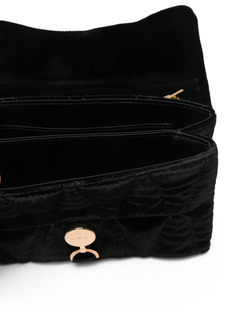 Versace Quilted Velvet Clutch With Medusa Emblem