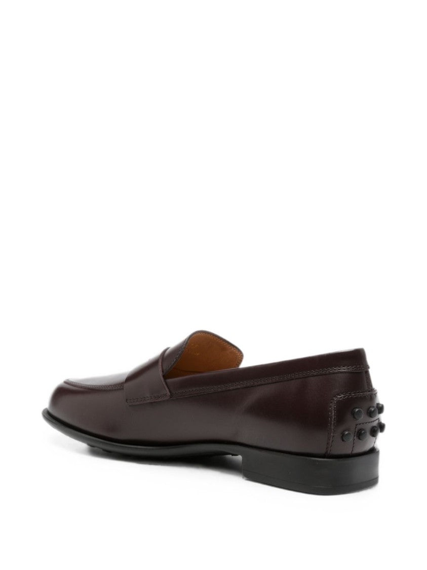 Tod's Black Polished Leather Penny Loafers