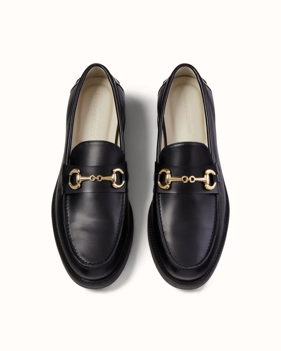 Duke + Dexter Black Horsebit Detail Nappa Leather Loafers
