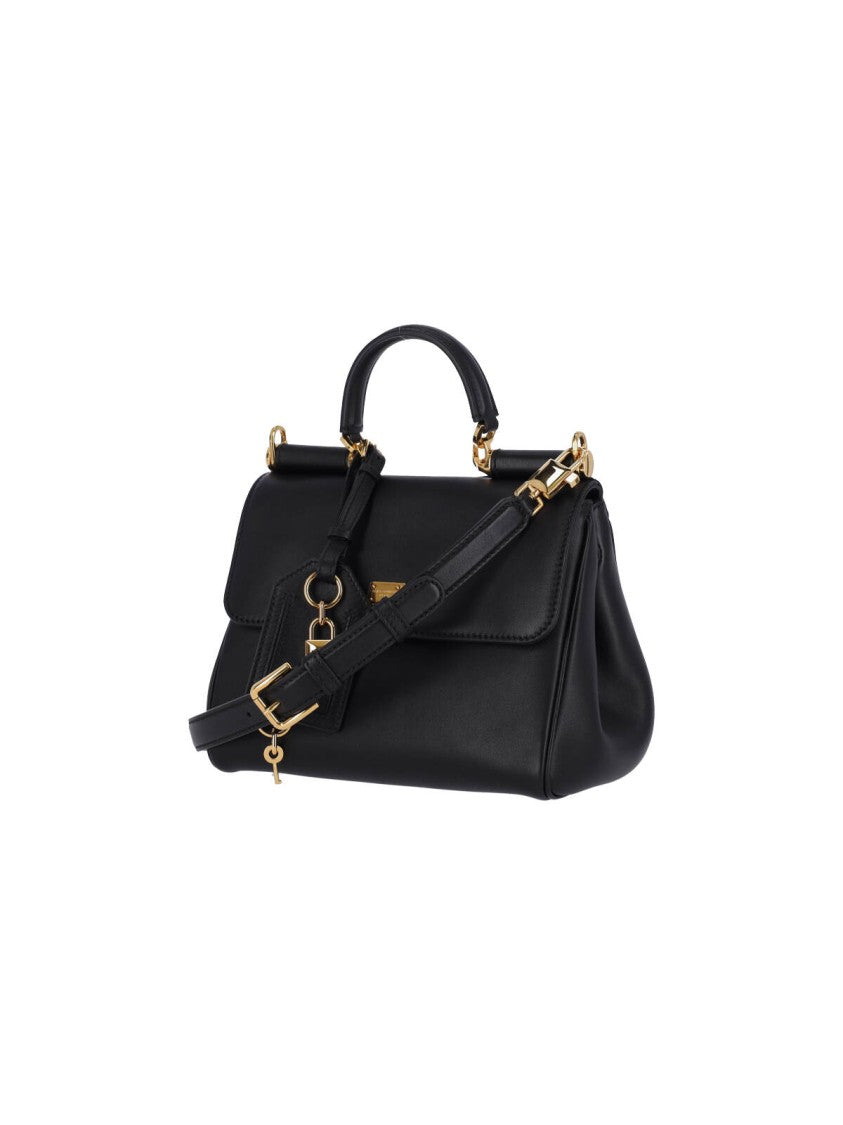 Dolce & Gabbana Structured Black Calfskin Leather Handbag